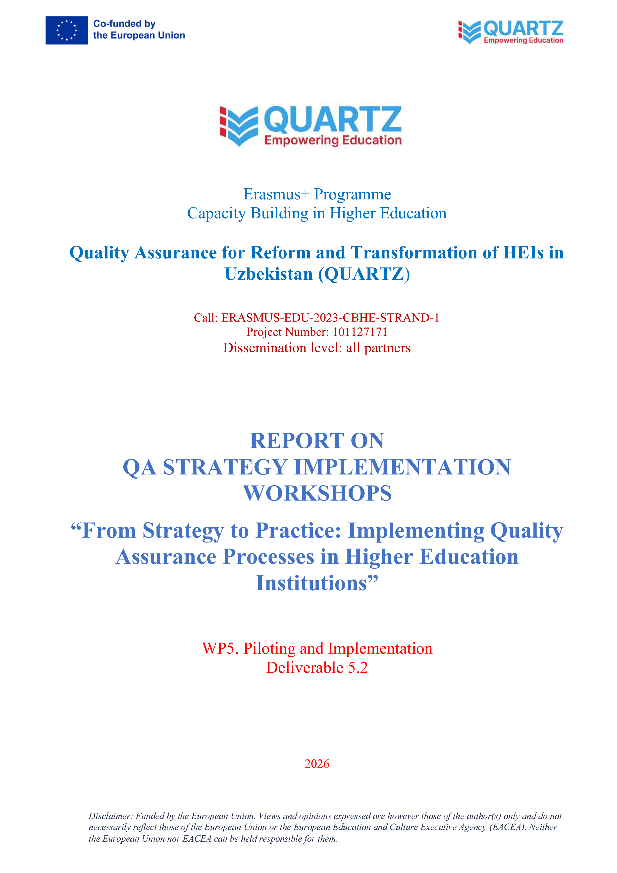 QA STRATEGIYASINI AMALGA OSHIRISH bo'yicha seminarlar hisoboti