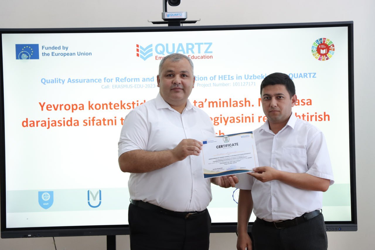 TATU Urganch filialida Erasmus+ QUARTZ loyihasi doirasidagi treningning 2-kuni bo‘lib o‘tdi.