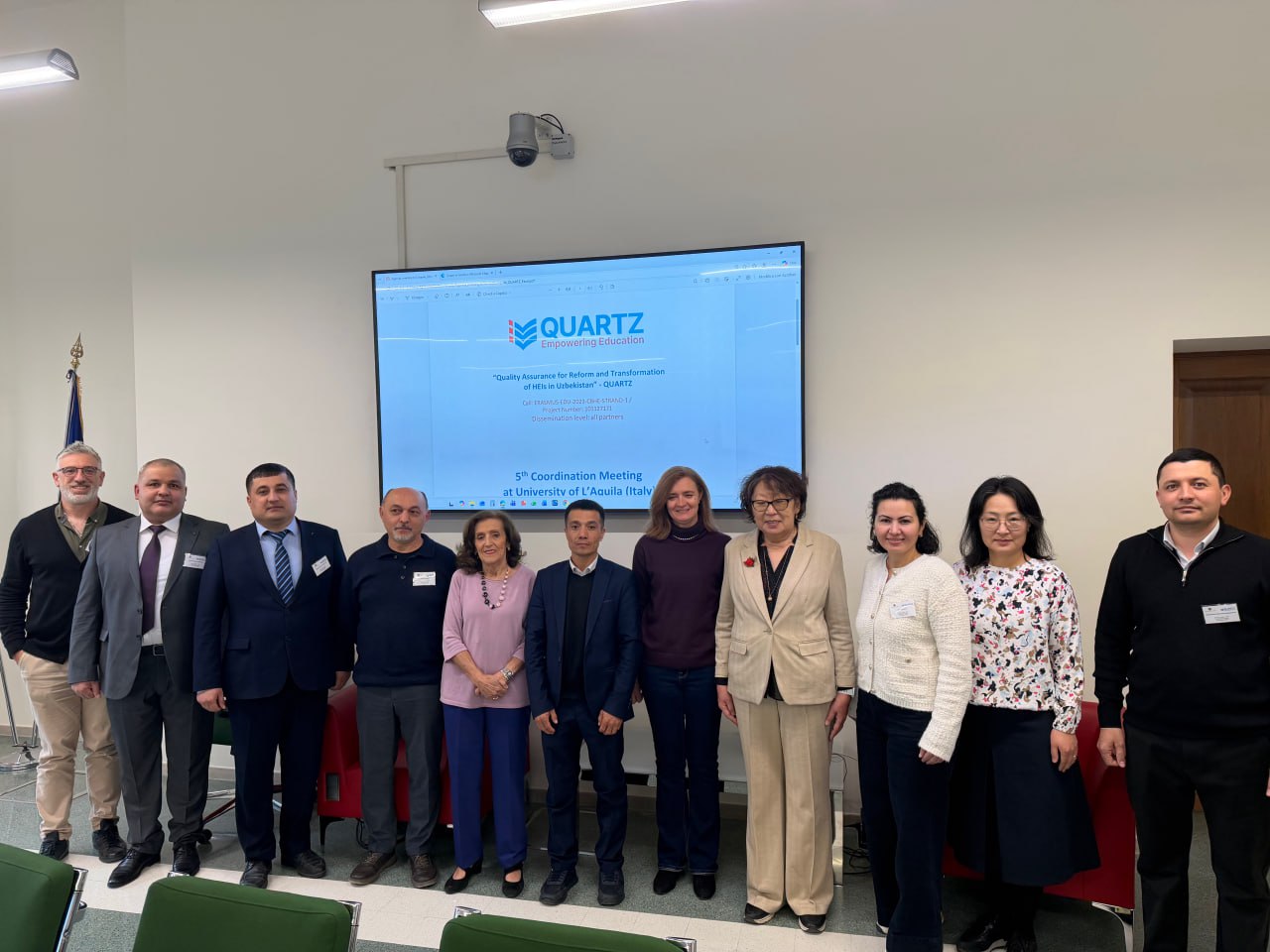 Erasmus+ QUARTZ loyihasining 5-koordinatorlar yig‘ilishi Italiyaning L'Aquila shahridagi L'Aquila universitetida bo‘lib o‘tdi